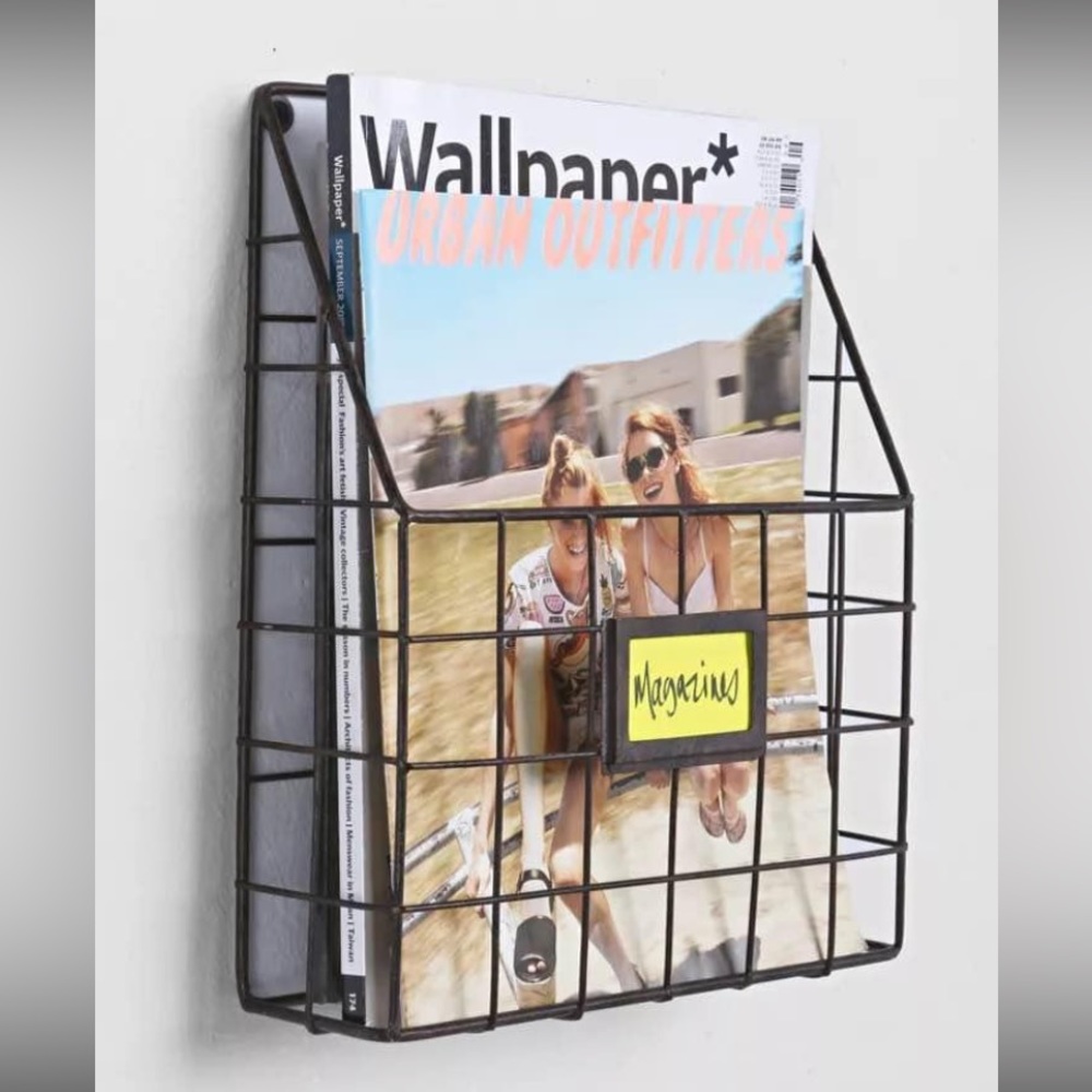 NWT Urban Outfitters Wall magazine & book rack storage grid metal shelve decor